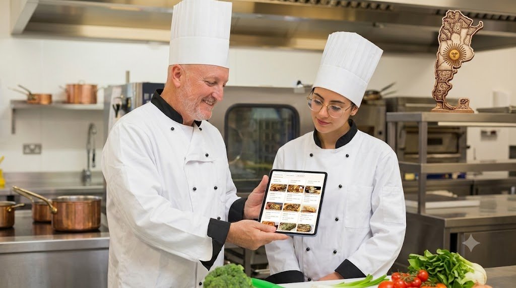 Chefs consultando las recetas de Ratatuin en una tablet
